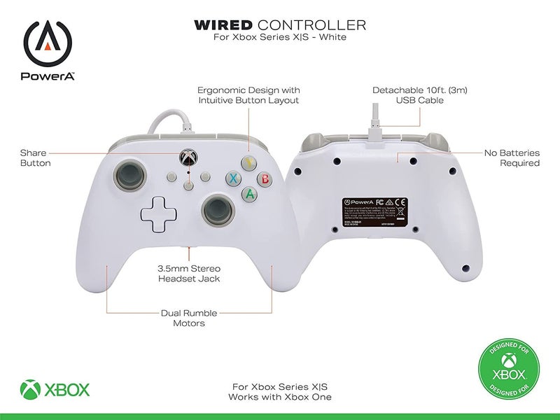 XBOX Controller PowerA White Dual Rumble Motors For XBOX X|S Windows 10/1163615444170497111