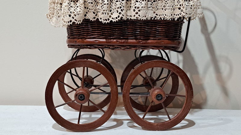 * Cane Wrought Iron Vintage Dolls Pram. Carousel 13