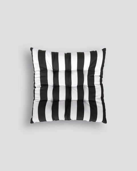 Indoor/Outdoor Stripe Chair Pad Black 40x40x7cm Carousel 1