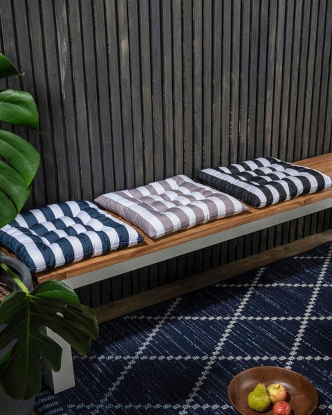 Indoor/Outdoor Stripe Chair Pad Black 40x40x7cm Carousel 2