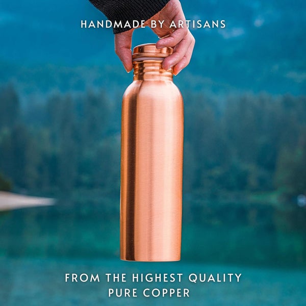 100% Pure Copper Water Bottle for Yoga / Ayurveda Health Benefits Carousel 2