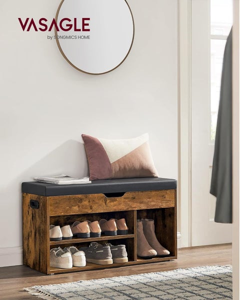 Shoe Storage Bench - Rustic Brown Carousel 2