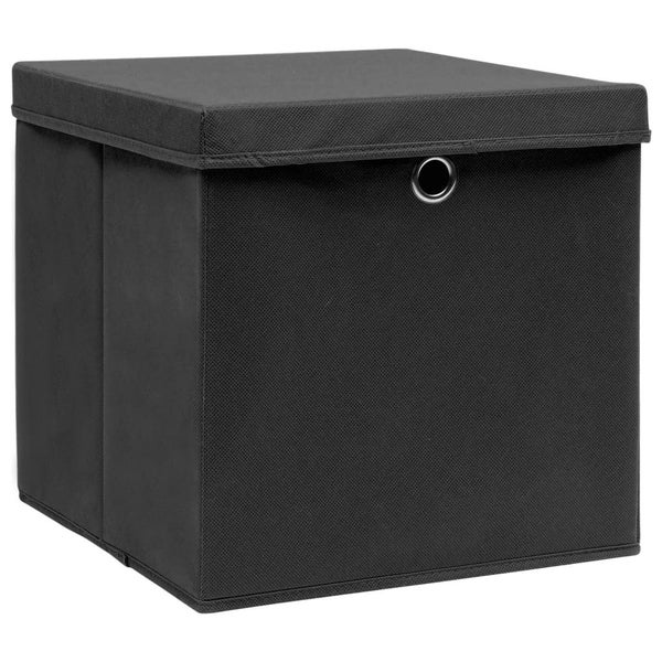 vidaXL Storage Boxes with Lids 4 pcs Black 32x32x32 cm Fabric Carousel 2