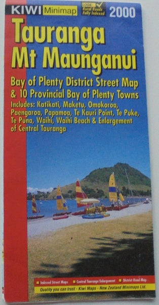 ZB) NZ KIWI MINI MAP OF TAURANGA & MT MAUNGANUI YEAR 2000 Carousel 1