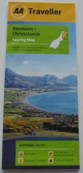 ZB) NZ AA TRAVELLER MAP OF BLENHEIM TO CHRISTCHURCH UNDATED Carousel 1