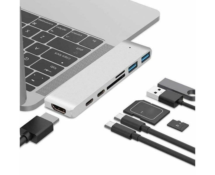 7 In 1 Multi Function Dual Head Type C Hub Docking Station - Grey Carousel 4