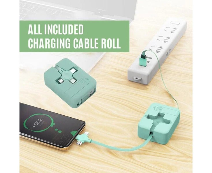 3 in1 Retractable USB Type C Micro USB powerbank charge Cable for iPhone Sams Carousel 2