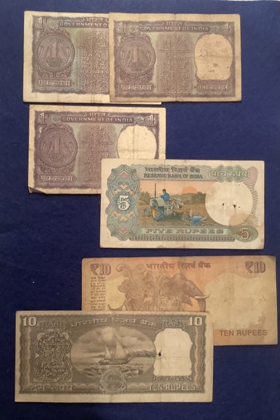 India 1970s Banknotes x 6 - all circulated Carousel 3