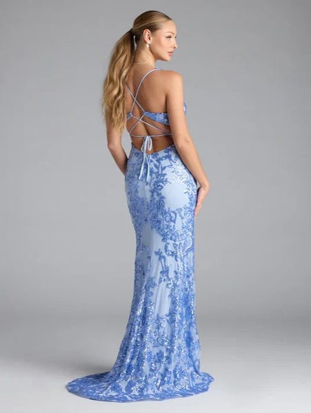Sallie sequin dress with open back and split s8-10 Express NZ wide63617599728898111