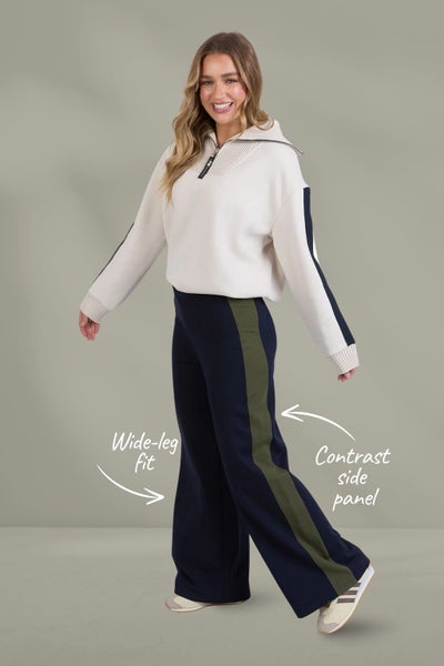 Foxwood Juno Pants Navy With Green Carousel 2