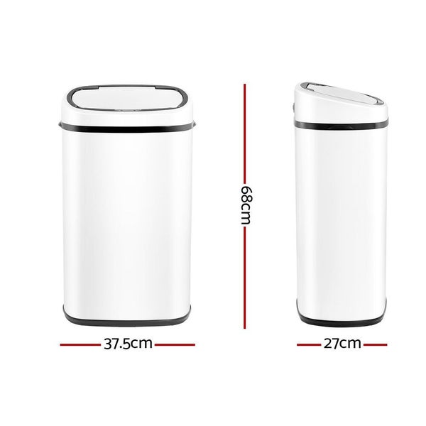 Devanti 58L Motion Sensor Bin Rubbish Automatic White Carousel 2