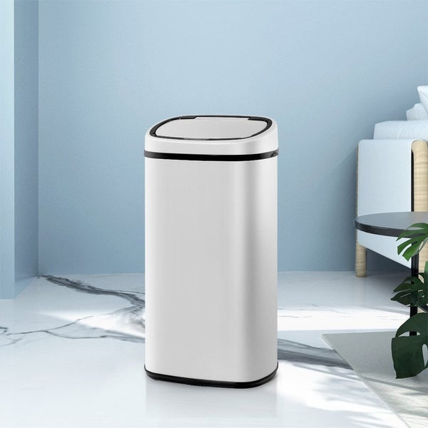 Devanti 58L Motion Sensor Bin Rubbish Automatic White Carousel 8