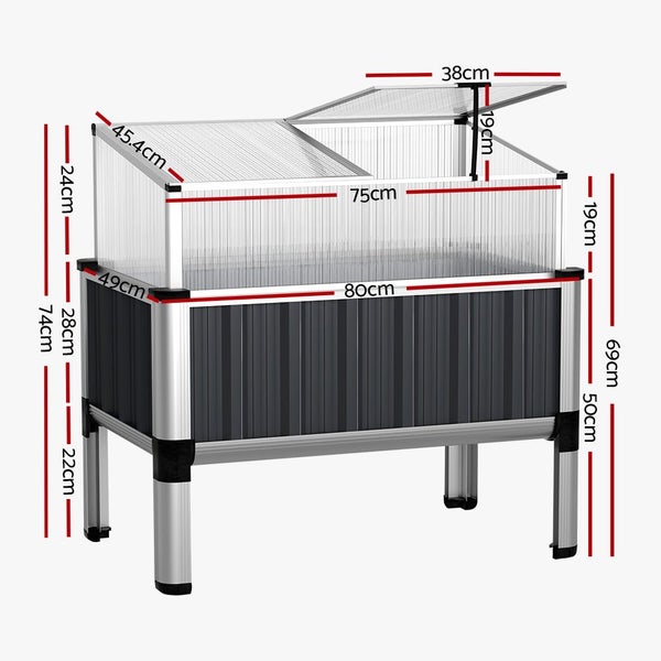 Green Fingers Garden Bed 80x49x74cm Greenhouse Planter Box Raised Galvanised ... Carousel 2