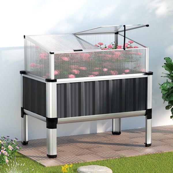 Green Fingers Garden Bed 80x49x74cm Greenhouse Planter Box Raised Galvanised ... Carousel 8