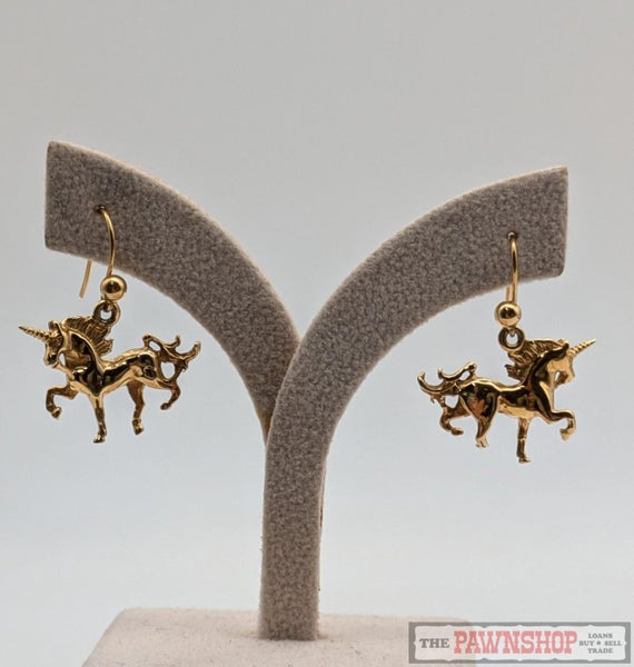 Unicorn Dangle Earrings in 9ct Yellow Gold 4.20 Grams Carousel 1
