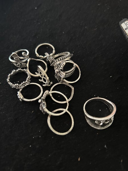 14 stackable silver tone rings Carousel 2