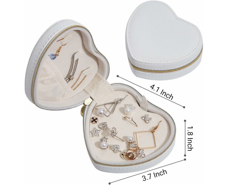 Travel Jewelry Box, Heart-Shaped Jewelry Organizer Case Holder for Necklaces, Carousel 7