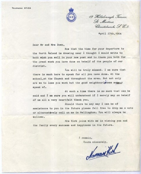 #266411 New Zealand Government Letterhead House of Representatives 1964 letter Carousel 1