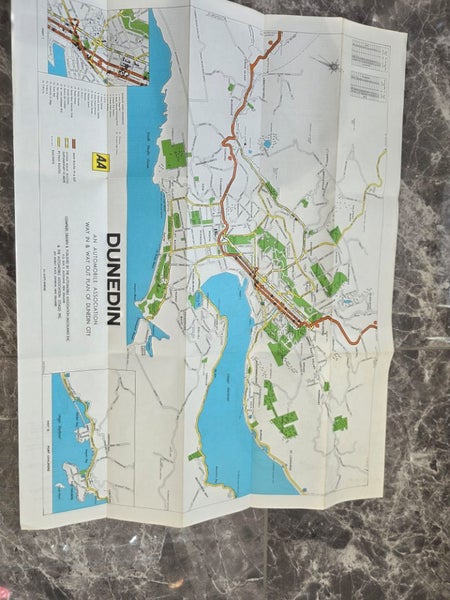 Vintage AA Road Dunedin Road Map of City and In & Out Routes Carousel 1