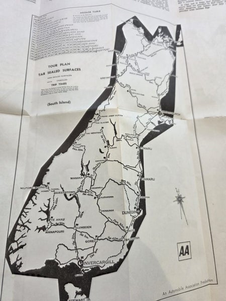 Vintage AA Road Dunedin Road Map of City and In & Out Routes Carousel 4