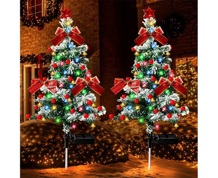 2PCS Solar Christmas Trees Lights Outdoor Decoration IP65 Waterproof, 40LED 32 Carousel 1