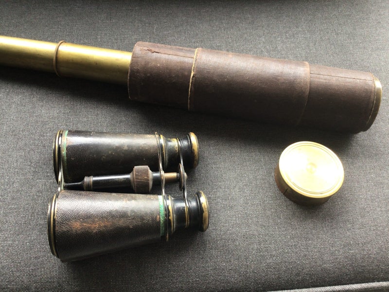 Antique Brass Telescope and Vintage Brass Binoculars Carousel 2
