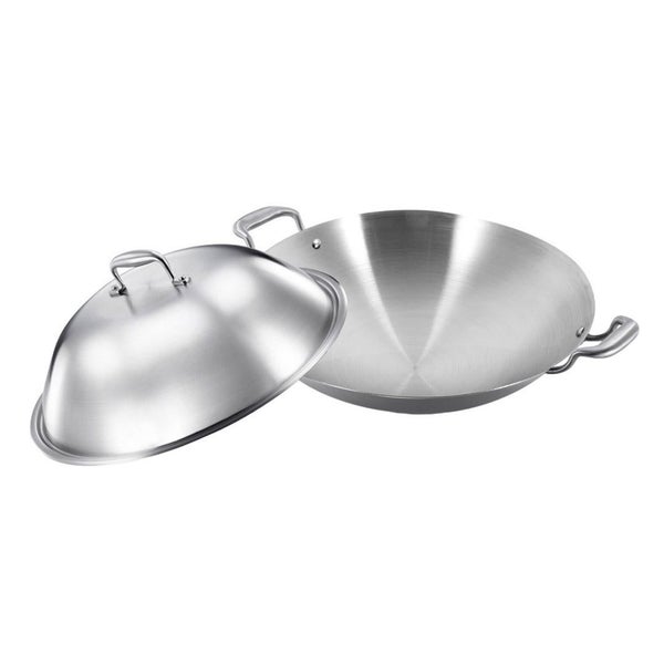SOGA 3-Ply 38cm Stainless Steel Double Handle Wok Frying Fry Pan Skillet with... Carousel 1