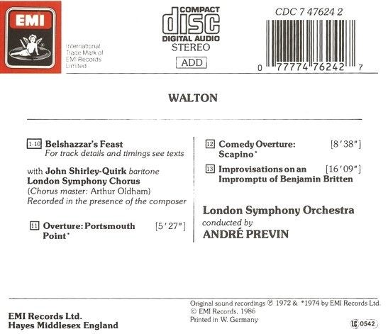 WALTON: Belshazzar's Feast/Overtures - London Symphony Orchestra/ Andre Previn Carousel 2