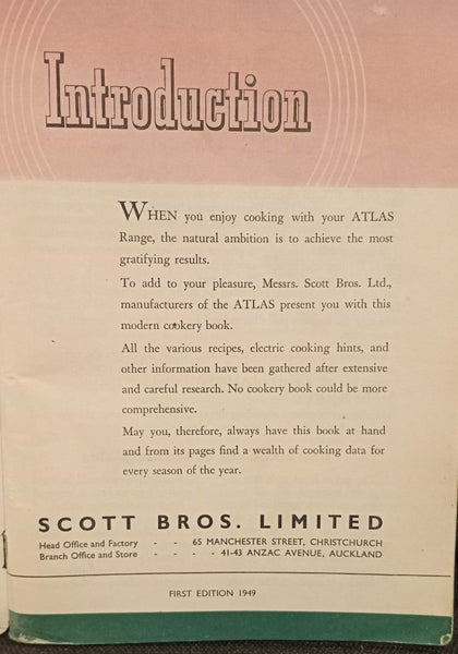 ATLAS COOKERY Book New Zealand Cookbook Vintage 1940s NZ 1st Edition63614963990147112
