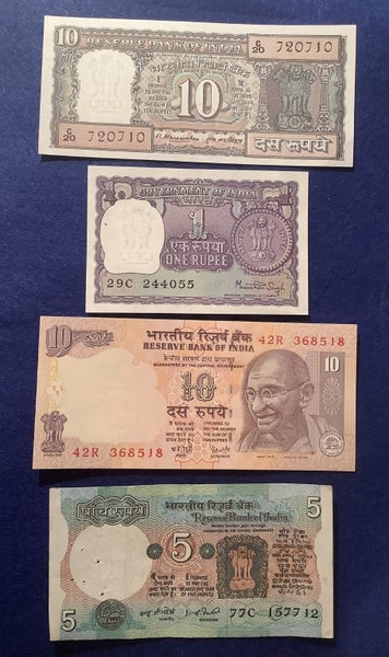 India 1970s Banknotes x 4 - near Uncirculated Carousel 1