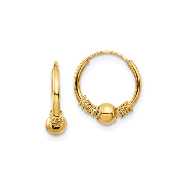 14k Yellow Gold Endless Hoop And Beads Earrings, 10mm Carousel 1