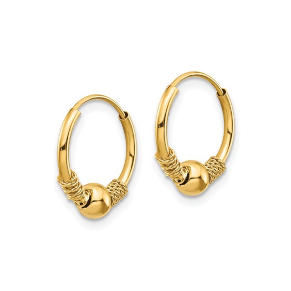 14k Yellow Gold Endless Hoop And Beads Earrings, 10mm Carousel 2