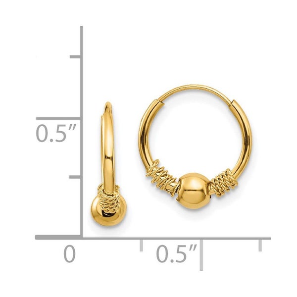 14k Yellow Gold Endless Hoop And Beads Earrings, 10mm Carousel 4