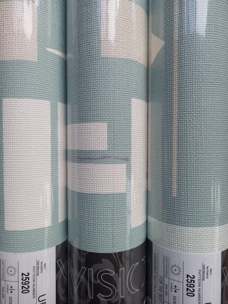 Wallpaper. Urban Style Retro - Teal & Cream. 3 roll bundle Carousel 2