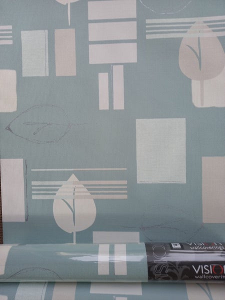 Wallpaper. Urban Style Retro - Teal & Cream. 3 roll bundle Carousel 1