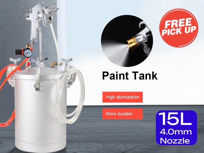 15 Lt Pressure Pot Set Spray Gun Tank Hose Gauge DIY House Paint Air Tools Carousel 8