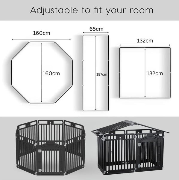 2 in 1 Pet House and Adjustable Playpen with Roof Feature and Locking Door - ... Carousel 2