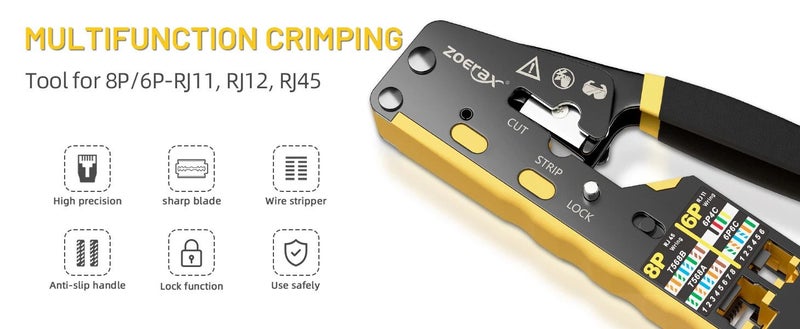 ZoeRax RJ45 Crimp Tool Pass Through Ethernet Crimping Tool Cat6 Cat5 Cat5e RJ45 Carousel 1