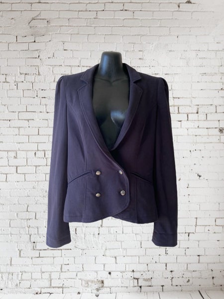Zara Collection Navy Cotton Blazer – Size M, Double-Breasted, Lined64621259515650110