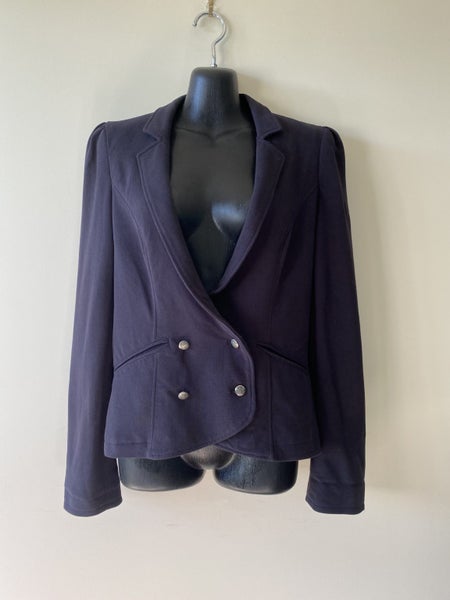 Zara Collection Navy Cotton Blazer – Size M, Double-Breasted, Lined64621259515650111