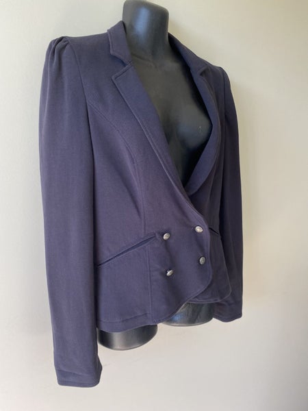 Zara Collection Navy Cotton Blazer – Size M, Double-Breasted, Lined64621259515650114
