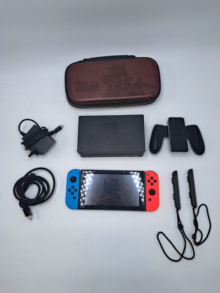 * Red / Blue Nintendo Switch V2 Console w/ Case! * Carousel 1