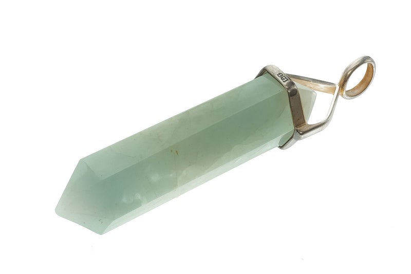 Crystal Aquamarine Double Terminated Point Sterling Silver Pendant Carousel 1