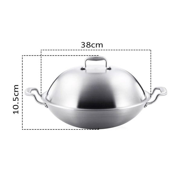 SOGA 3-Ply 38cm Stainless Steel Double Handle Wok Frying Fry Pan Skillet with... Carousel 2
