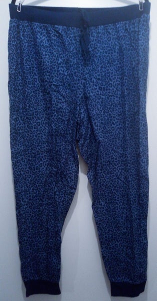 Blue with Black Pattern Design Flannel PJ Pants size 16 Carousel 1