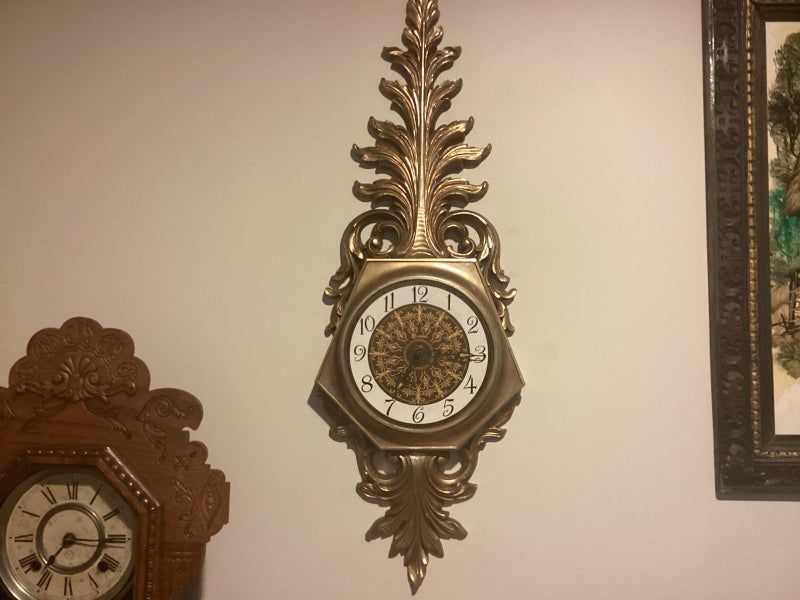 Mid century Syroco USA Regency Ornate style clock Carousel 7