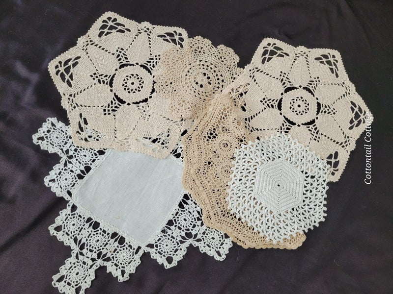 Vintage Hand Crochet Doilies x6 Carousel 1