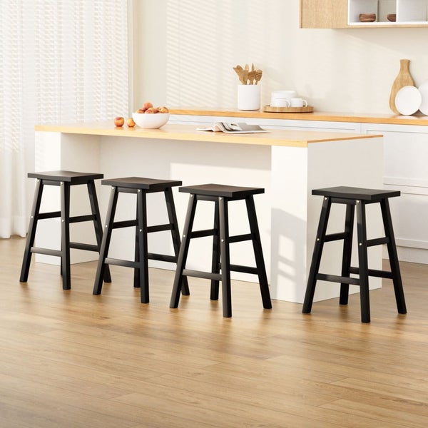 Artiss Bar Stools Kitchen Counter Stools Wooden Chairs Black x4 Carousel 7