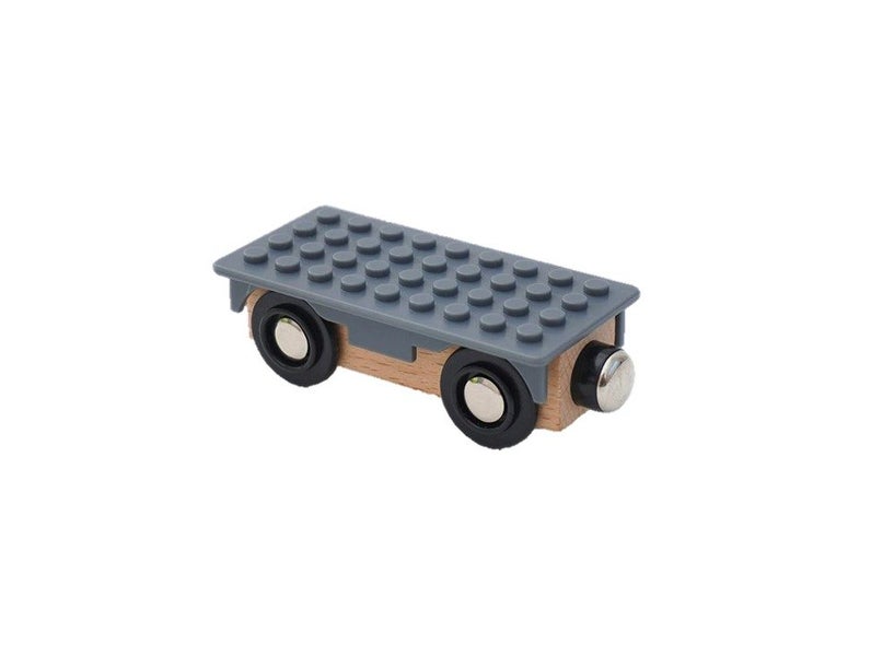 PTN Compatible Lego Trailer Wagon Thomas Compatible Wooden Kids Toy Train Car Carousel 1