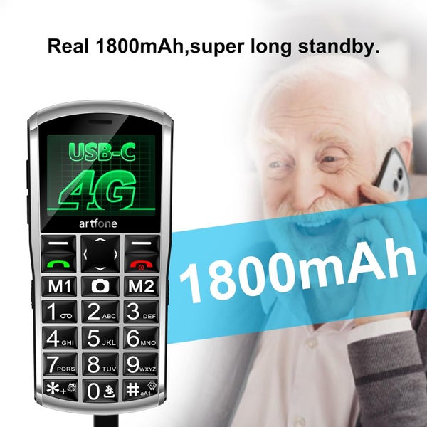 Unlocked Elderly Mobile Phone for Seniors, SOS Button, Big Button63624236527490112